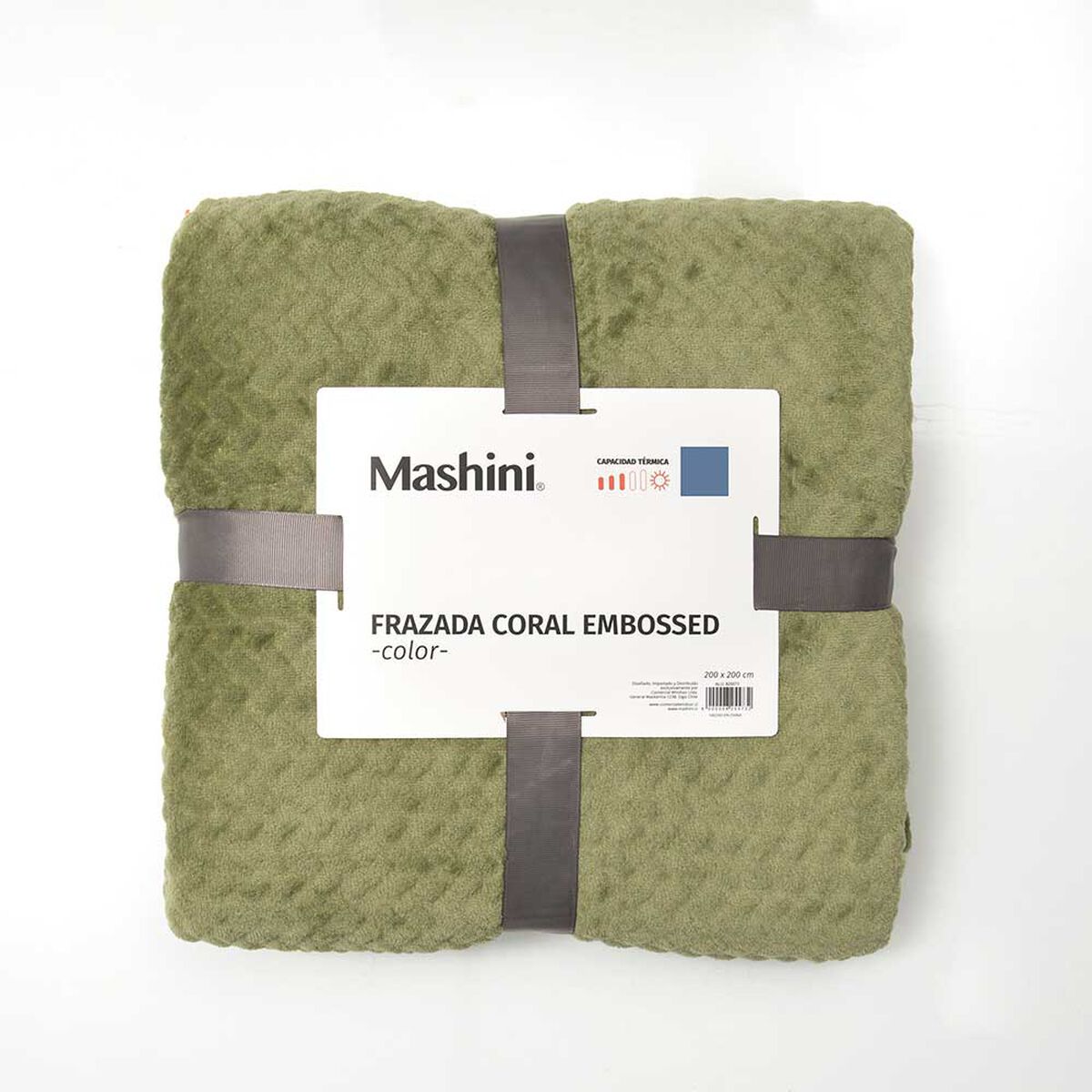 Frazada de Poliéster Mashini 1,5 Plazas Liso Verde Oliva