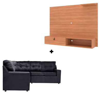 Panel TV Almore Italia Freijo y Negro Hasta 50" + Seccional