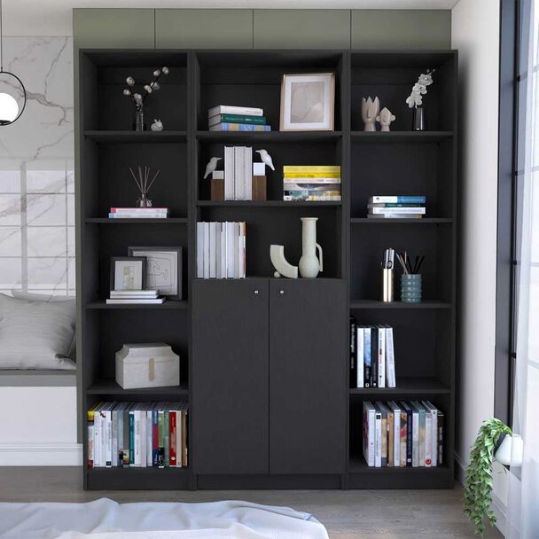 2 Estantes 45 cm + Estante 2 Puertas TuHome Home Wengue