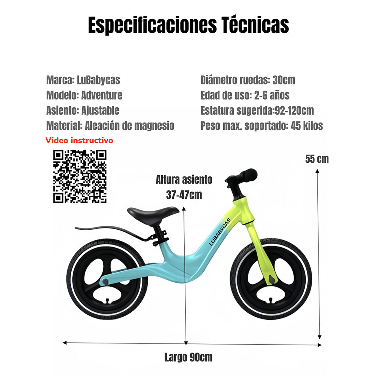 Bicicleta Equilibrio Últra Resistente LuBabycas Rosada