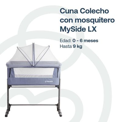 Imagen 2 del producto Cuna Colecho con Mosquitero MySide LX Azul Bebesit