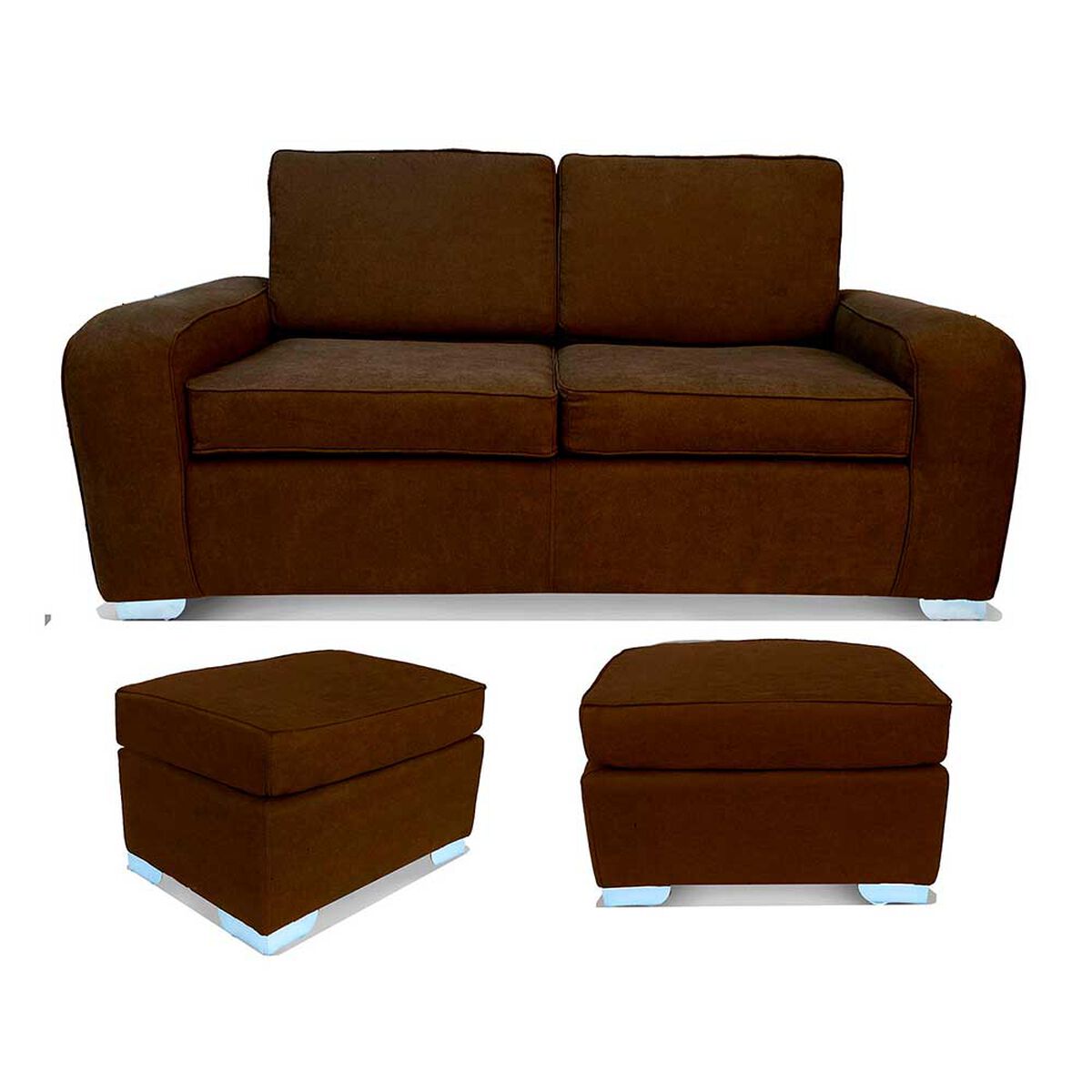Juego de Living Elegant Detail Boston Sof&aacute; 3 Cuerpos + Dos Sillones 1 Cuerpo Caf&eacute;