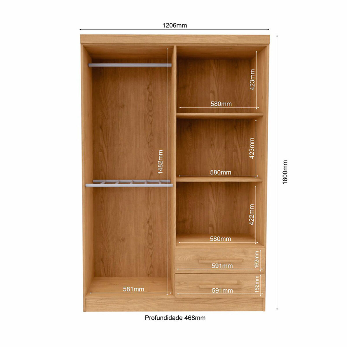 Closet Yardas Josefa 4 Puertas 2 Cajones Nogal