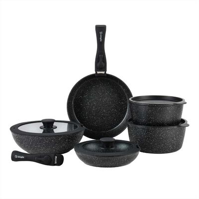 Imagen 1 del producto Batería de Cocina Antiadherente Granito Simplit Oxford 15 Piezas Negro