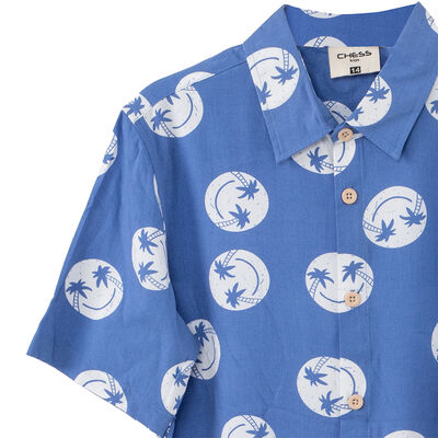 Imagen 2 del producto Camisa Manga Corta Estampada de Algodón Niño Chess Denim