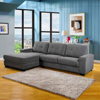 Sófa Seccional Izquierdo Casanova Bali 3 Cuerpos Gris Oscuro