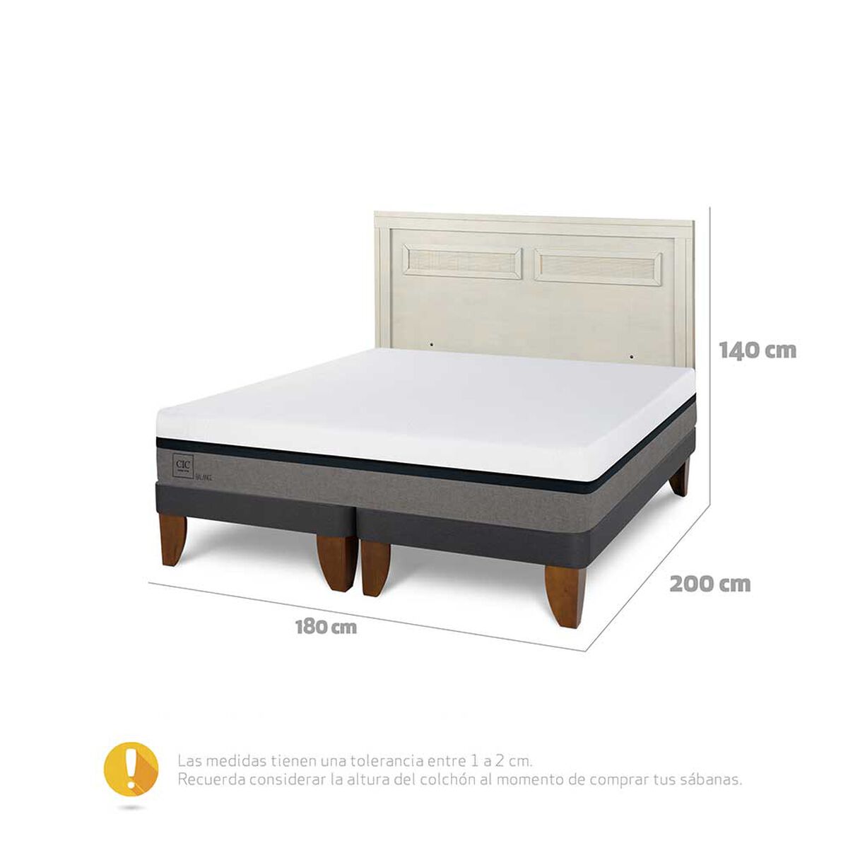 Cama Europea CIC Base Dividida King Balance + Respaldo Milan Alpino