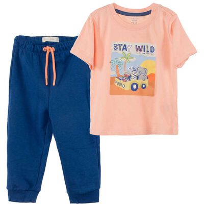 Imagen 1 del producto Conjunto Polera+Pantalón de Algodón Chess Baby Damasco, Denim