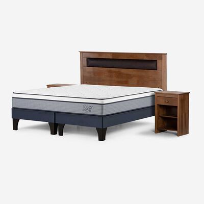 Imagen 2 del producto Cama Europea Rosen Base Dividida 2 Plazas Indie + Respaldo + 2 Veladores Ferrara