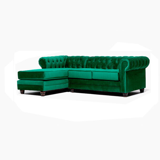 Sofá Seccional Barra Design Chesterfield Izquierdo 3 Cuerpos Verde