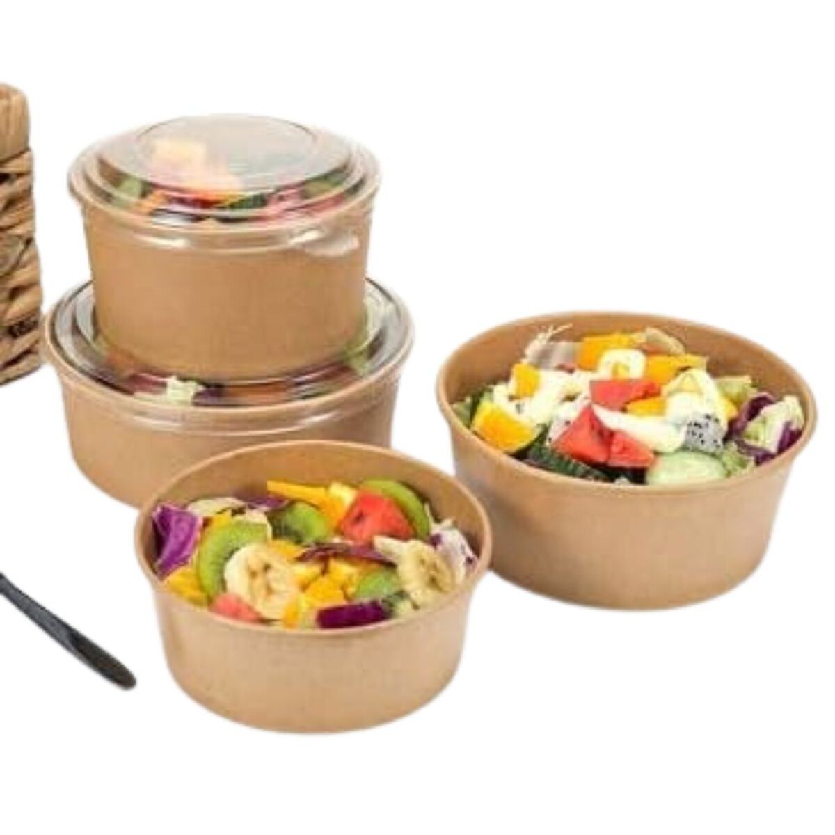 Envase Bowl con Tapa Pet Marrón De Gaune 1000ml