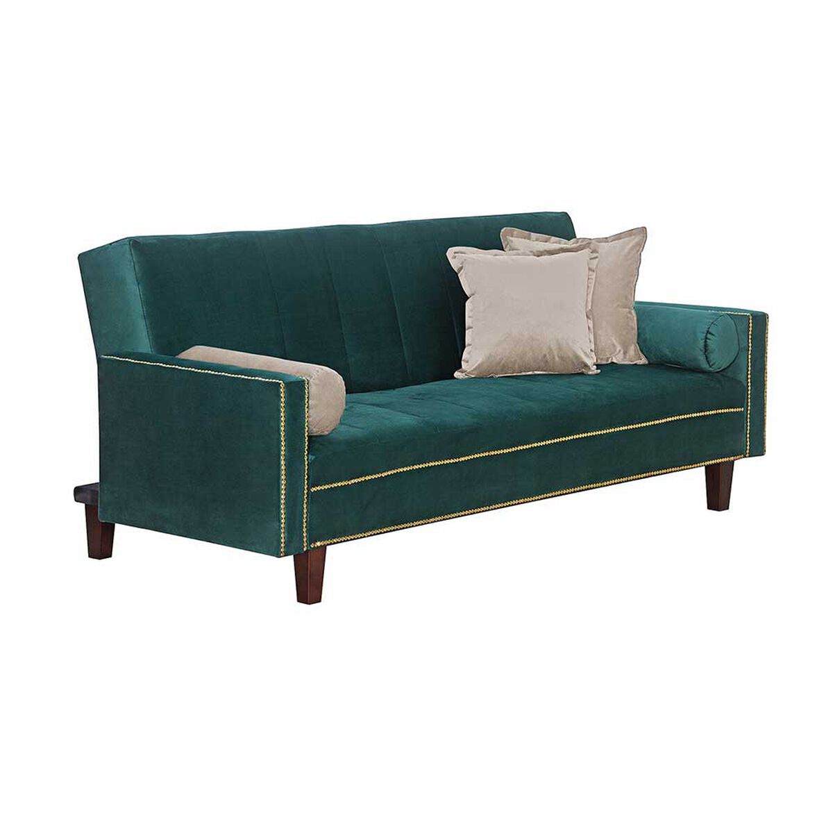 Futón Black Factory Vanguardia 3 Cuerpos Verde Beige