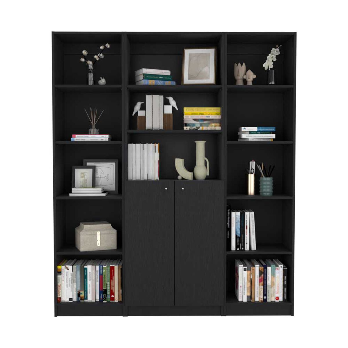 2 Estantes 45 cm + Estante 2 Puertas TuHome Home Wengue