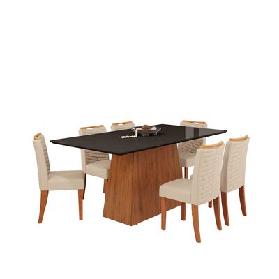 Juego de Comedor Vekkahome Dulce 6 Sillas Negro