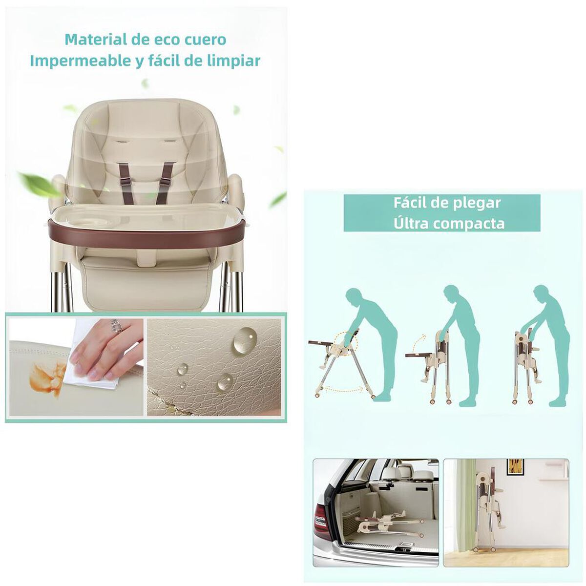 Silla de Comer Multiposiciones Plegable Rosada Lubabycas