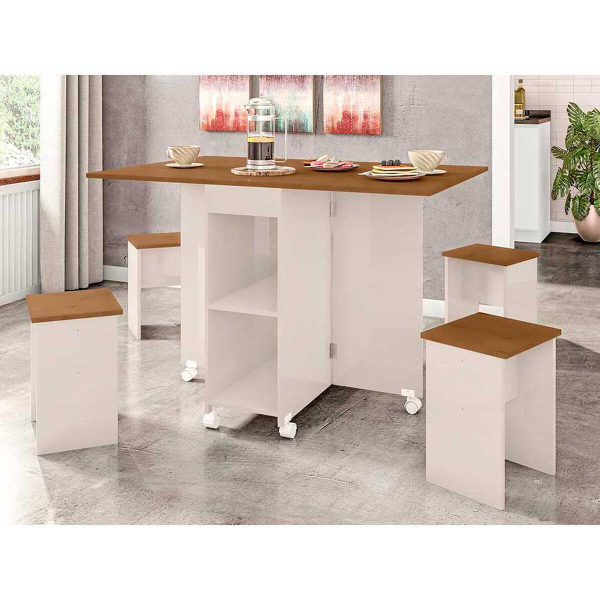 Mesa Plegable + 4 Bancos Casanova Paris