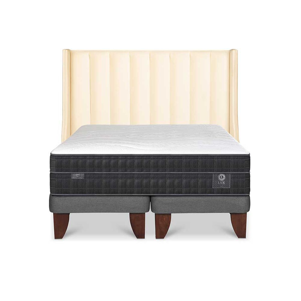 Cama Europea CIC Base Dividida 2 Plazas Lux + Respaldo Panaro