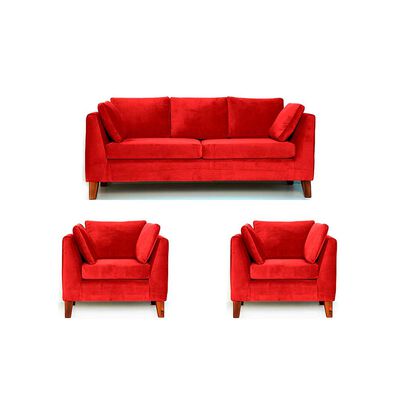 Juego de Living Barra Design Estocolmo Sofá 3 Cuerpos + Dos Sillones 1 Cuerpo Rojo