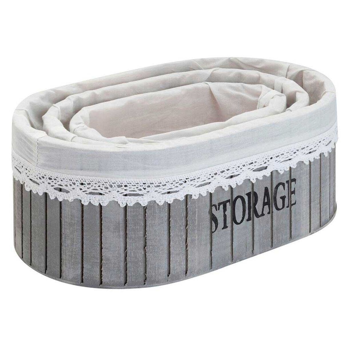 Set de 3 Canastos Ovalados Madera  Vgo Gris