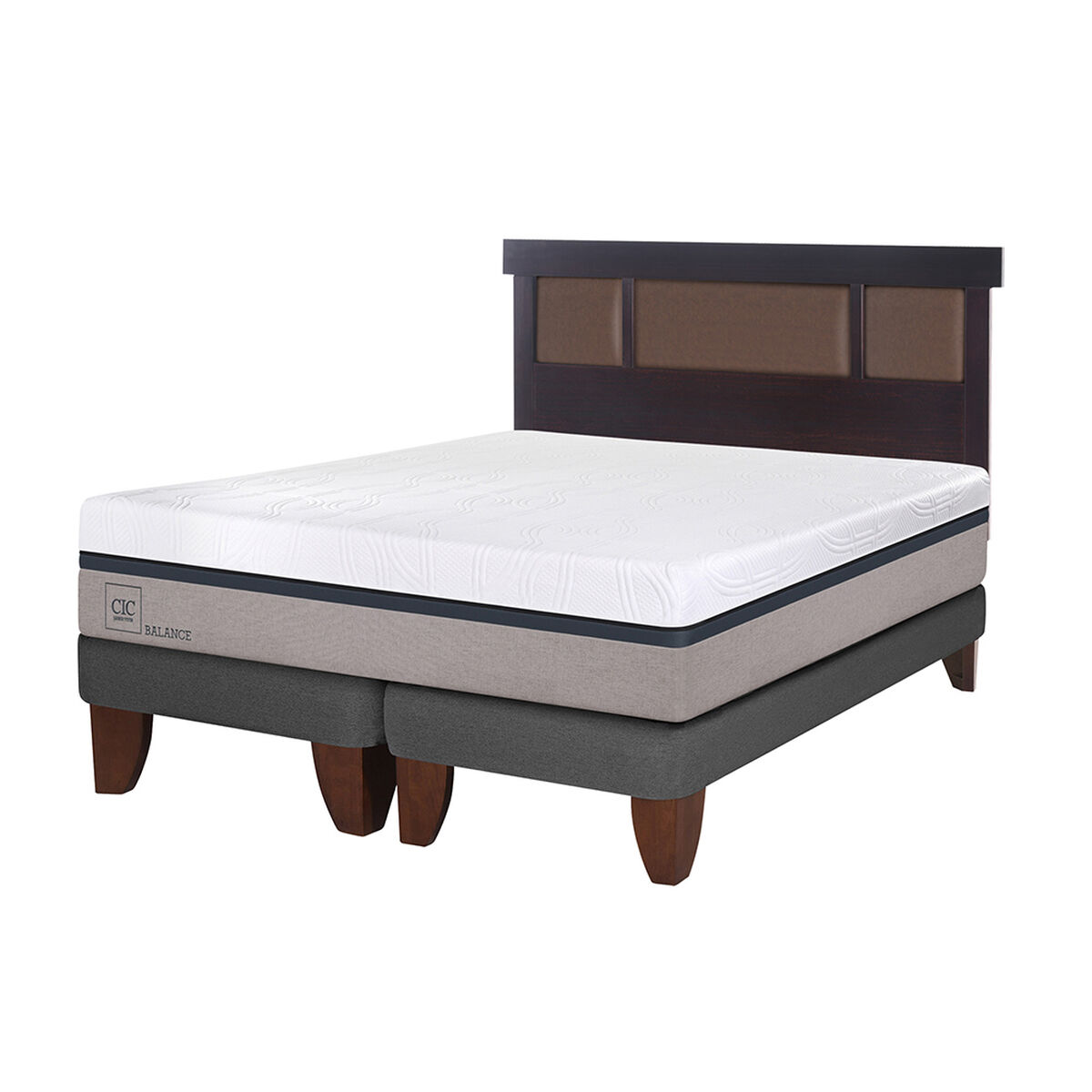 Cama Europea CIC Base Dividida 2 Plazas Balance + Respaldo New Dublin Chocolate