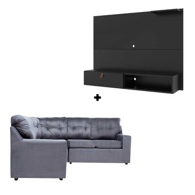 Panel TV Almore Italia Negro y  Gris Hasta 50" + Seccional