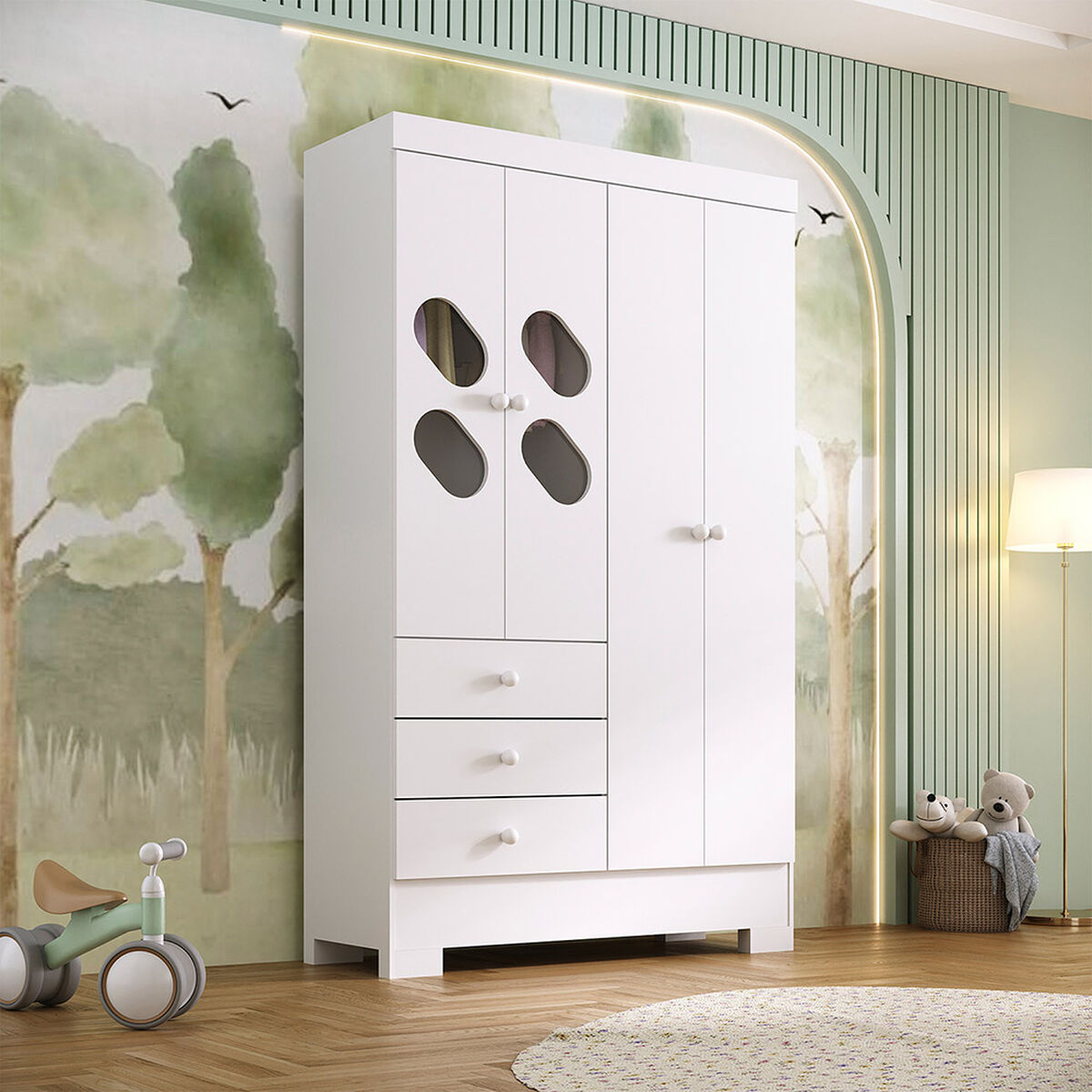 Closet Di Poretti Design Ciranda 3 Cajones 4 Puertas Blanco