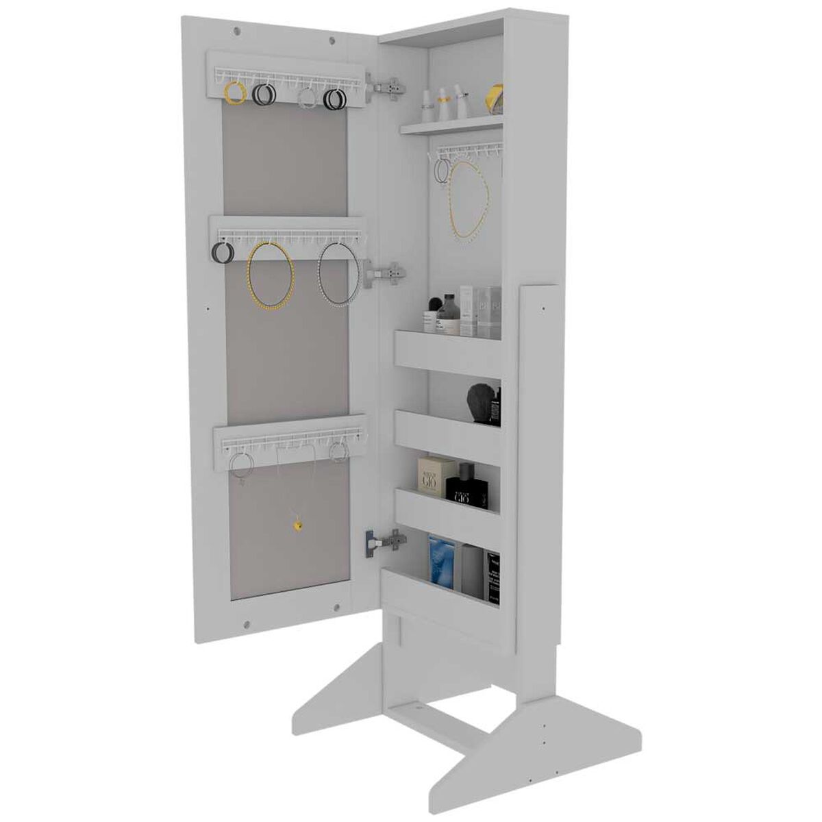 Joyero Tuhome Prisma 1 Puerta con Espejo Integrado Blanco