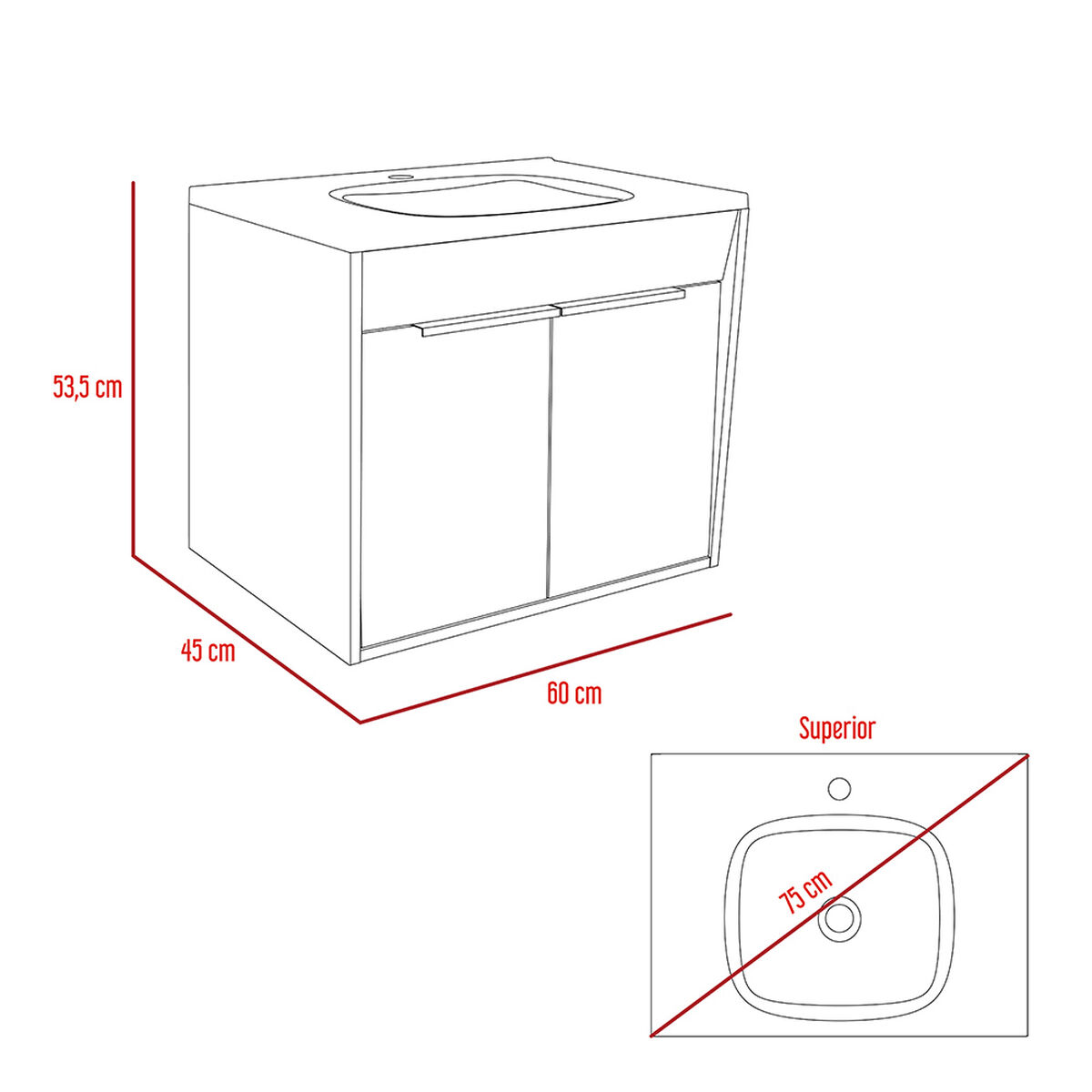 Mueble Lavamanos TuHome Carter Flotante Duna-Blanco