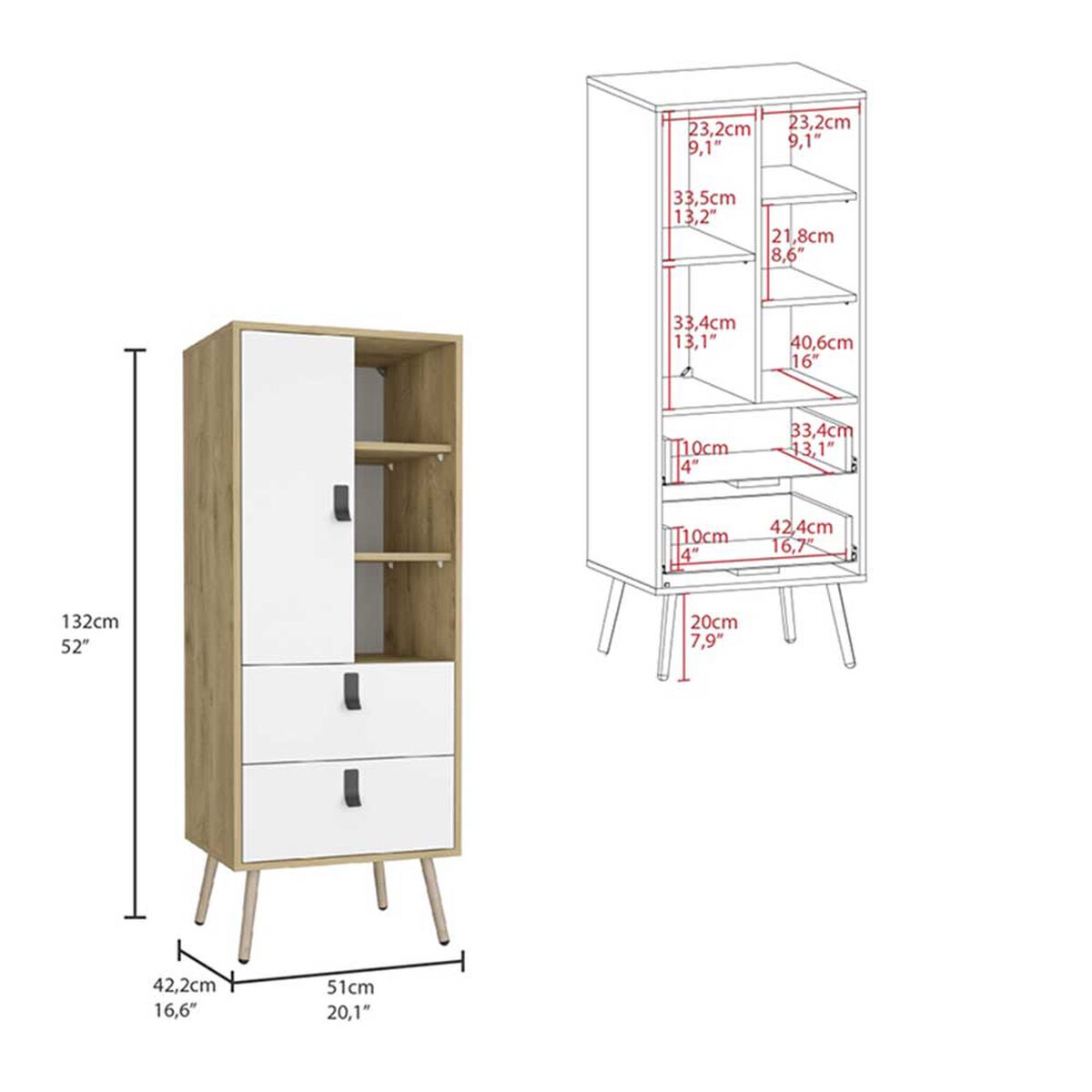 Clóset TuHome Huna 1 Puerta 2 Cajones Macadamia Blanco