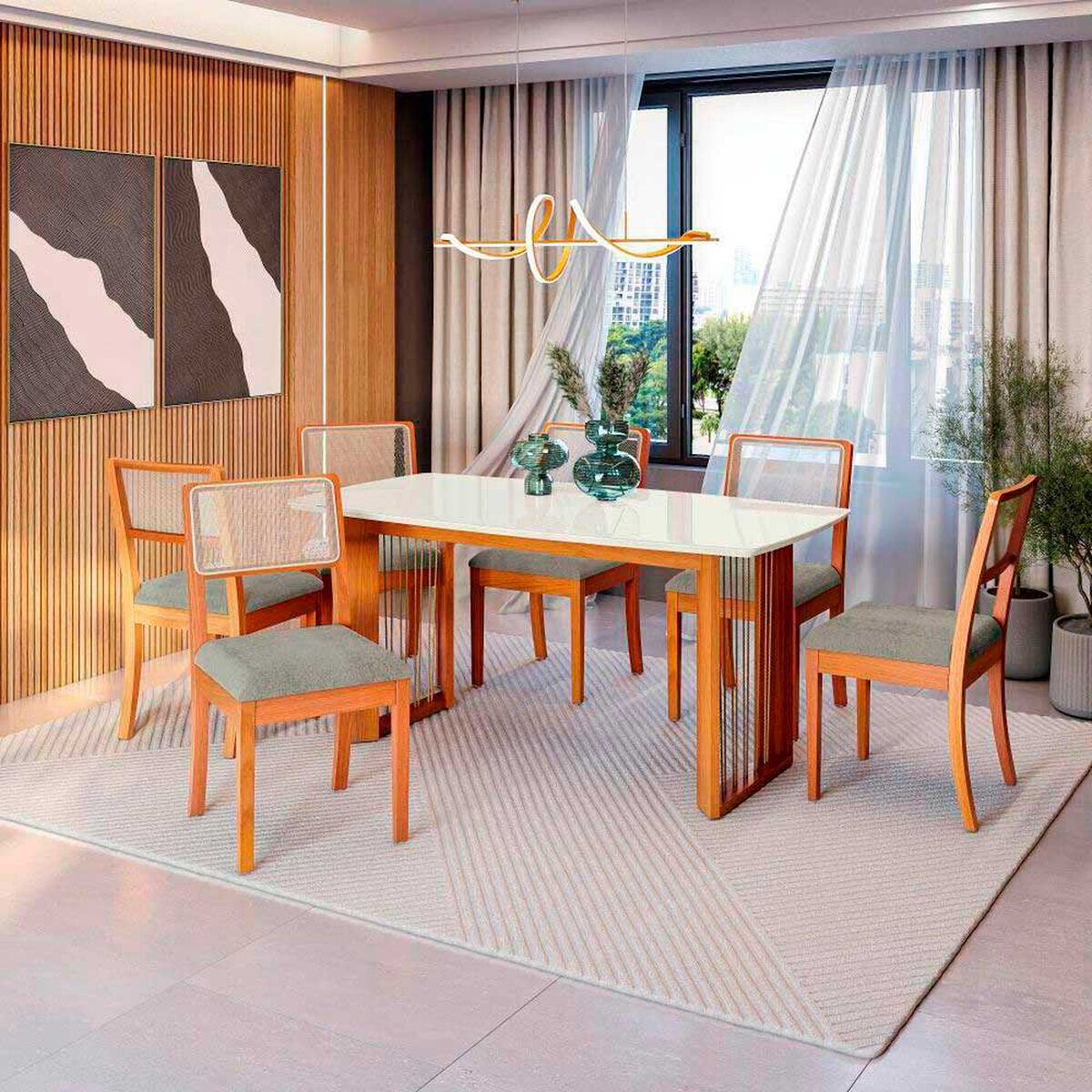 Juego de Comedor Roca Eva 6 Sillas Ceniza