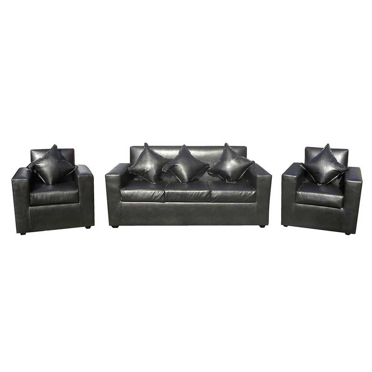 Juego de Living Almore Paris Sofá 3 Cuerpos + Dos Sillones 1 Cuerpo Negro