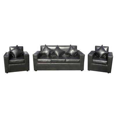 Juego de Living Almore Paris Sofá 3 Cuerpos + Dos Sillones 1 Cuerpo Negro