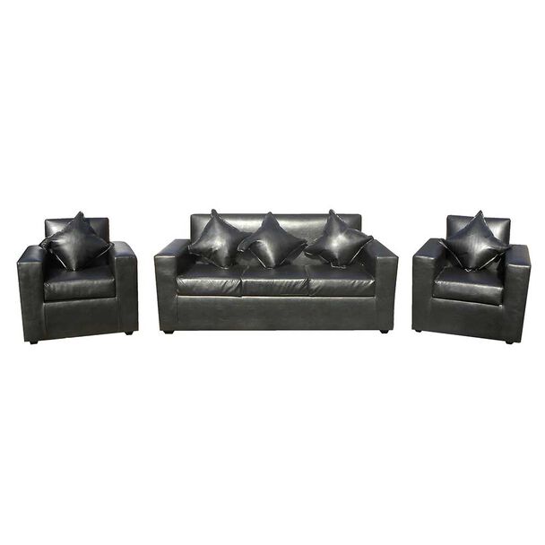 Juego de Living Almore Paris Sofá 3 Cuerpos + Dos Sillones 1 Cuerpo Negro