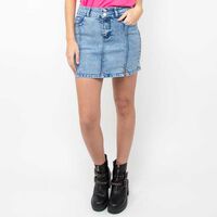 Falda Mini Mujer Fioucci Celeste, Indigo, Negro, Raw