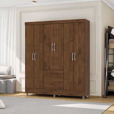 Cl&oacute;set Vekkahome Americano 6 Puertas 2 Cajones Caf&eacute;