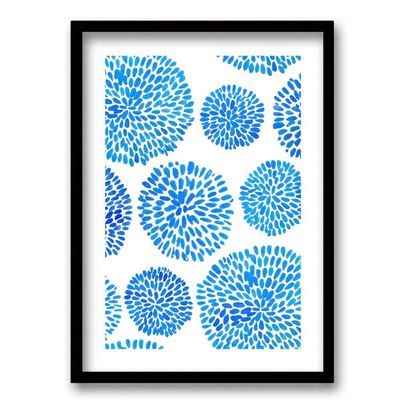 Cuadro Decorativo Retela Flores Azul Acuarela 70 x 50 cm