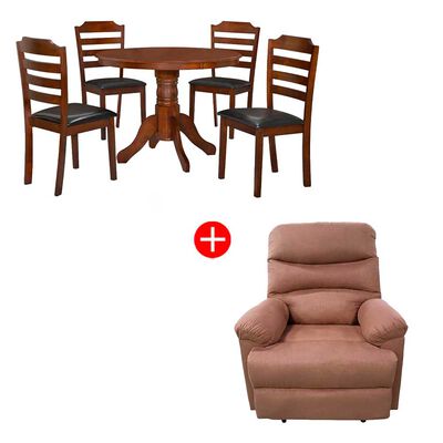 Combo Juego de Comedor Dreams Enzo 4 Sillas Café + Bergere Casanova York Café