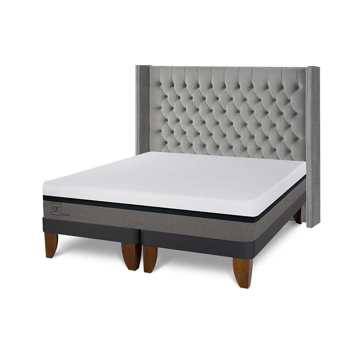 Cama Europea CIC Base Dividida 2 Plazas Balance + Respaldo Sesia