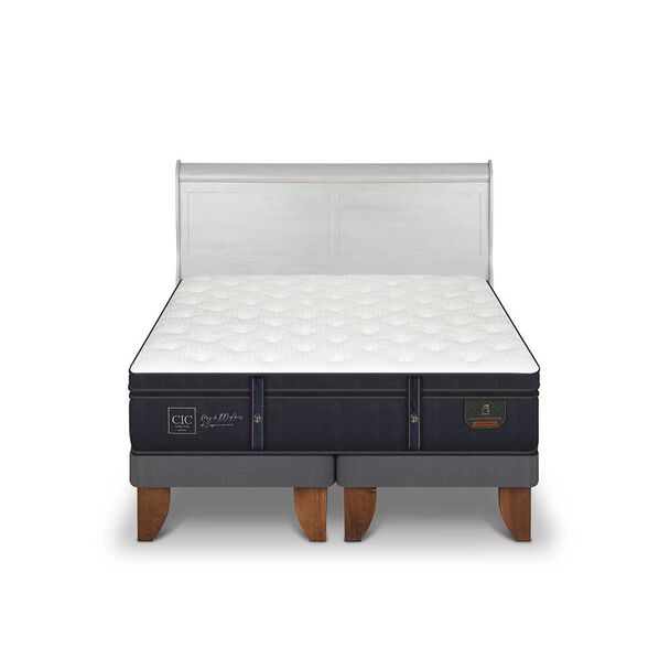 Cama Europea CIC Base Dividida King Grand Premium + Respaldo Miro Alpino