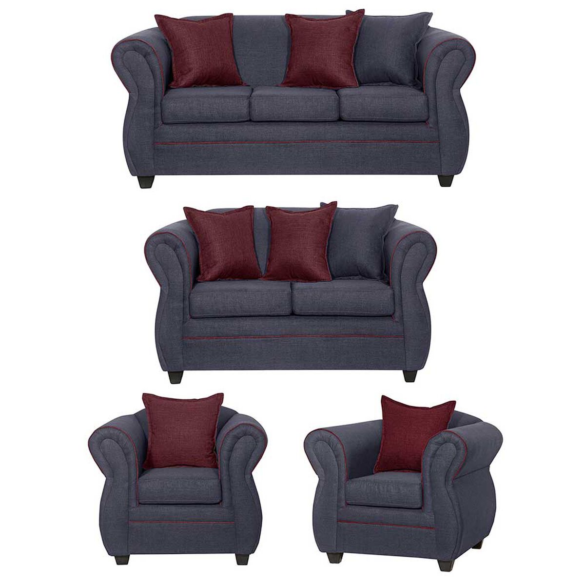 Juego de Living Black Factory Emili 7 Cuerpos Marengo