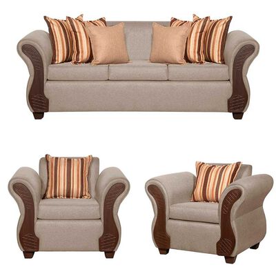 Juego de Living Ruzam Mobel Marsella Sofá 3 Cuerpos + Dos Sillones 1 Cuerpo Lino Beige