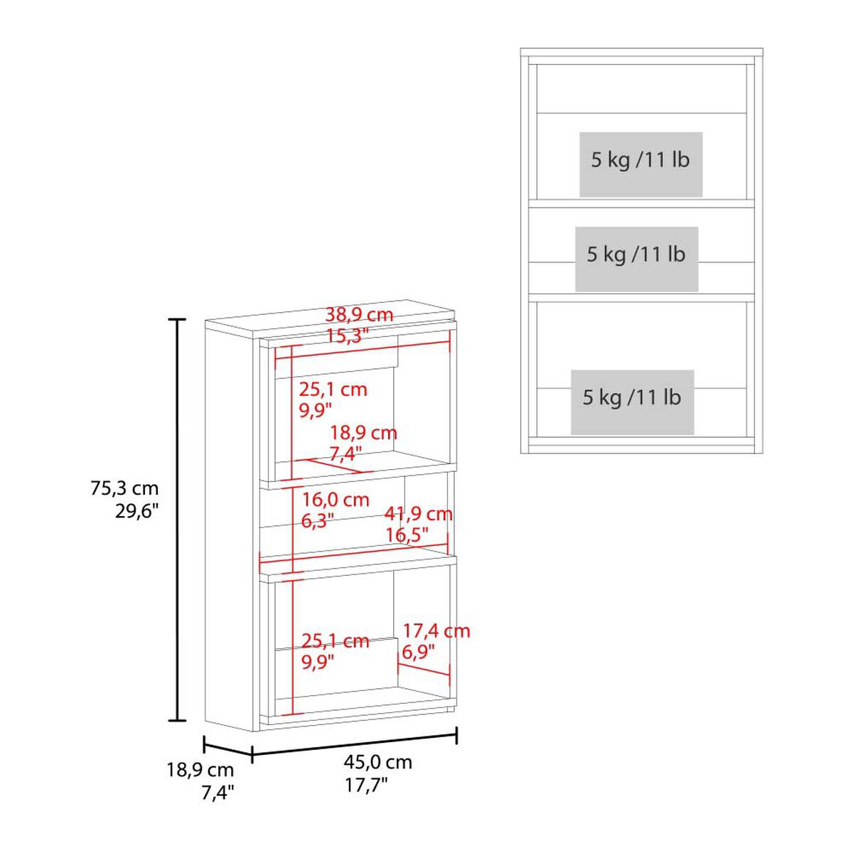 Mueble Auxilar Muro Baño Tuhome Eco Blanco y Wengue 