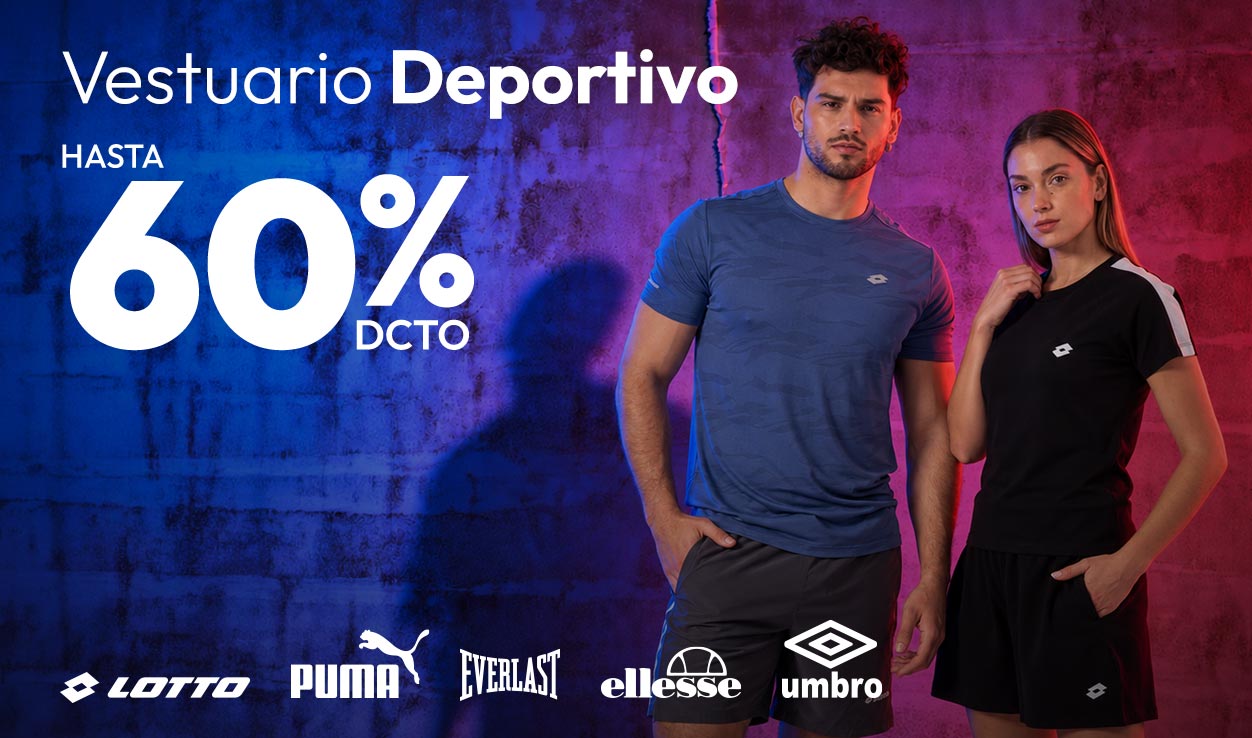 Vestuario hasta 60% dcto Lotto Oneil, Maui, Puma, Everlast, ellese, Umbro