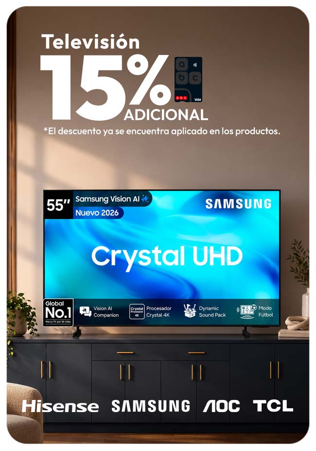 Televisión  15% de dcto adicional con abc visa - productos seleccionados