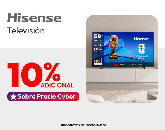10% adicional sobre cyber Hisense TV