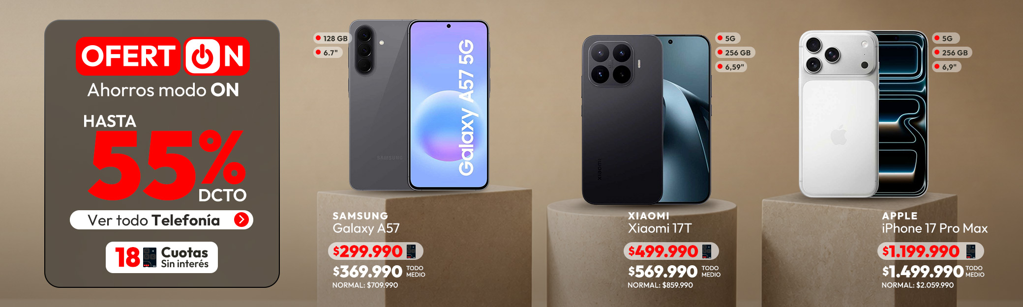 Celulares hasta 55% dcto