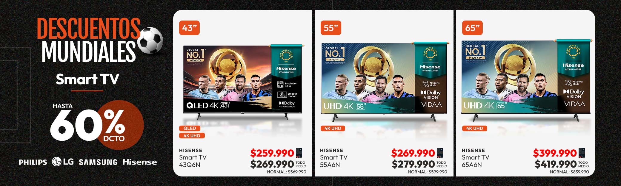 Smart TV hasta 60% dcto Mundial