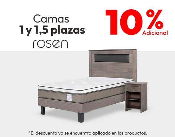 Camas 1 y 1,5 plazas Rosen 10% dcto adicional TMP