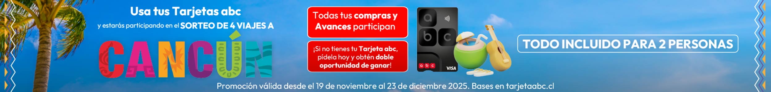 Gana un viaje a Cancún para 2 personas con tu tarjeta abc