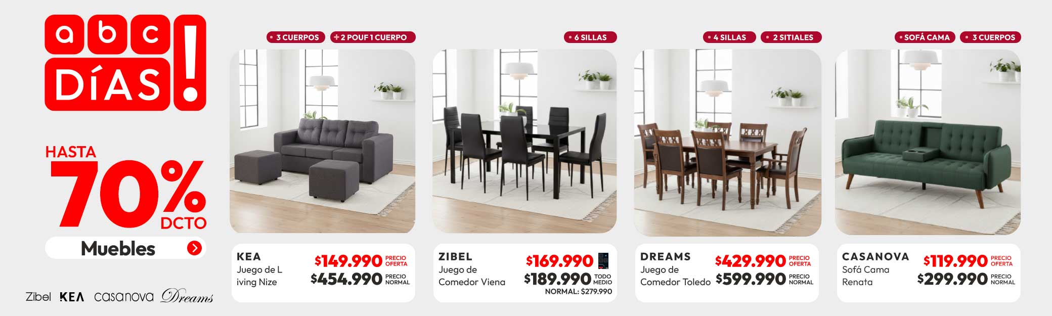 Muebles hasta 70% Dcto